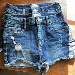 2 - pairs of Cello Blue Jean Shorts with Distressed Hem - Size S